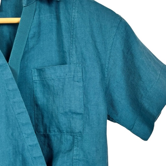 Athleta Playa Tie Front Linen Crop Top Teal Blue XXS - Picture 7 of 11